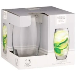 B&M Curved Hiball Glasses 4pk -Home Furnishings Store 338803 set of 4 highball tumblers