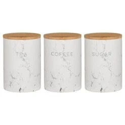 B&M Marble Effect Kitchen Canisters 3pc -Home Furnishings Store 356820 storage canisters marble effect tea coffee sugar