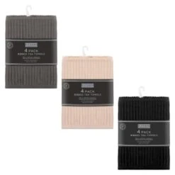 B&M Ribbed Tea Towels 4pk - Black -Home Furnishings Store 364862 364824 364863 4pk ribbed tea towels group