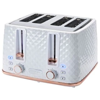 Goodmans Diamond 4 Slice Toaster - White & Rose Gold 1 Goodmans Diamond 4 Slice Toaster - White & Rose Gold