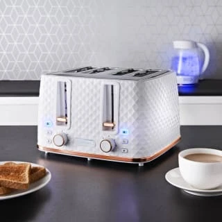 Goodmans Diamond 4 Slice Toaster - White & Rose Gold 2 Goodmans Diamond 4 Slice Toaster - White & Rose Gold - Image 2