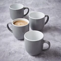Simply Everyday Gloss Mugs 4pk - Grey -Home Furnishings Store 380120 4pk simply everyday mugs grey