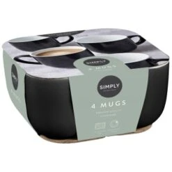 Simply Everyday Gloss Mugs 4pk - Black -Home Furnishings Store 380121 4pk simply everyday mugs black 2
