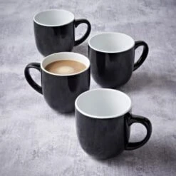Simply Everyday Gloss Mugs 4pk - Black -Home Furnishings Store 380121 4pk simply everyday mugs black