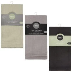 Simply Everyday Waffle Tea Towels 3pk - Grey -Home Furnishings Store 380223 380224 380225 3pk simply everyday waffle teal towels main