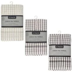 B&M Check Tea Towels - Black 3pk 9 B&M Check Tea Towels - Black 3pk -Home Furnishings Store 380305 380307 380309 3pk check tea towels main