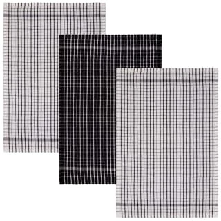 B&M Check Tea Towels - Black 3pk 2 B&M Check Tea Towels - Black 3pk - Image 2