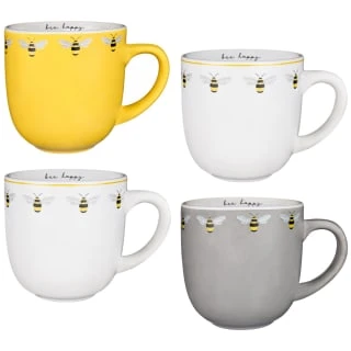B&M Bee Happy Printed Mugs - 4pk 1 B&M Bee Happy Printed Mugs - 4pk