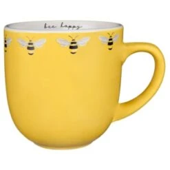B&M Bee Happy Printed Mugs - 4pk 8 B&M Bee Happy Printed Mugs - 4pk -Home Furnishings Store 380506 4pk printed mugs bee happy yellow