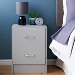 Lokken 2 Drawer Bedside Table - Grey