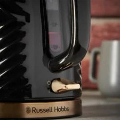 Russell Hobbs Groove Kettle 1.7L - Black & Gold -Home Furnishings Store 386647 russell hobbs groove black and gold kettle 3