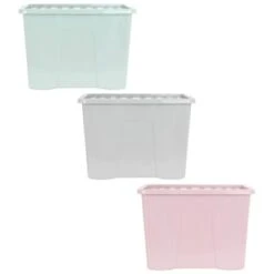 B&M Storage Box With Lid 80L - Dusty Pink -Home Furnishings Store 391381 391383 391384 80l storage box and lid group