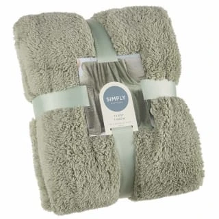 B&M Simply Two Tone Teddy Throw - Sage 1 B&M Simply Two Tone Teddy Throw - Sage