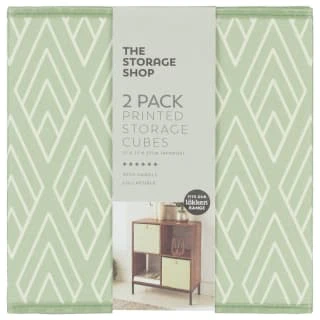 Lokken Printed Storage Cubes 2pk - Sage Diamond 3 Lokken Printed Storage Cubes 2pk - Sage Diamond - Image 3